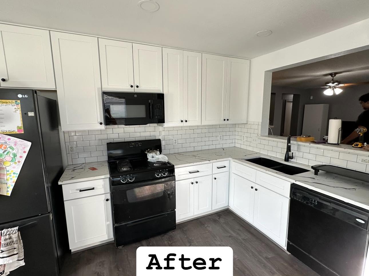 White kitchen with subway tile